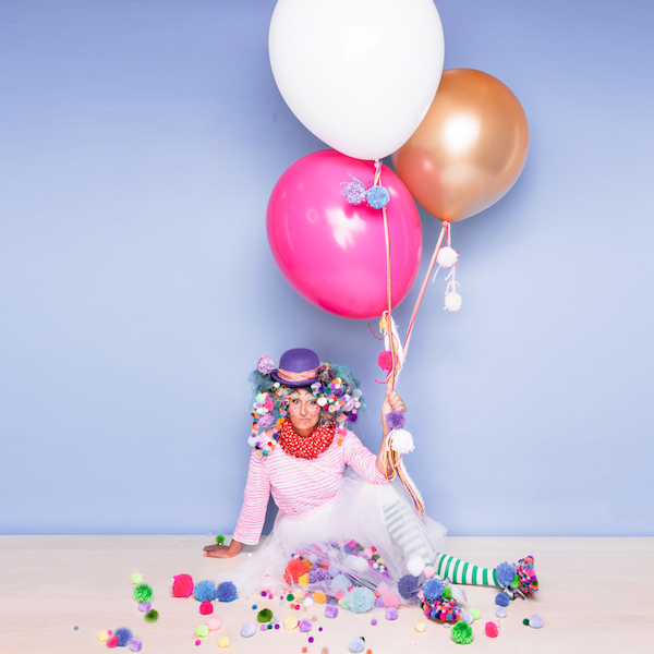 Libbie Summers, Pom Poms, Clown Costume, Clown Shoes, Pom Pom Crafts, Halloween Costume, Liesa Cole, Studio Goodlight, #libbiesprinkles